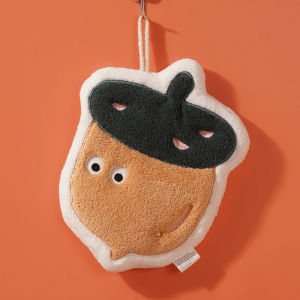 Cartoon Hand Towel Kitchen Thick Fast Dry Spongy Coral Fleece Towel Childrens Cute Hand Wiping Cloth Hanging Style