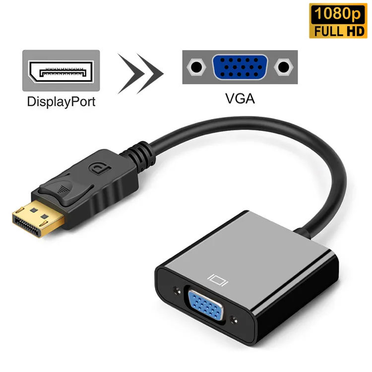 DP to VGA Converter Cable Adapter DisplayPort to VGA Adaptor for Laptop TV  Projector