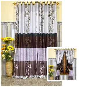 SATUAN Gorden Jendela Pintu Minimalis Kamar Aesthetic Motif Terbaru Smokring 10 Lubang Ukuran 110x220