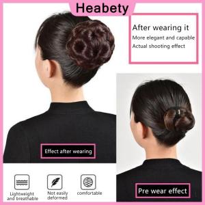 Heabety  Synthetic Hair Bun Nine Flowers Bud Wig Bag Hair Clips For Women Ponytail Claw Clip Lifelike Hairpiece Styling Tools