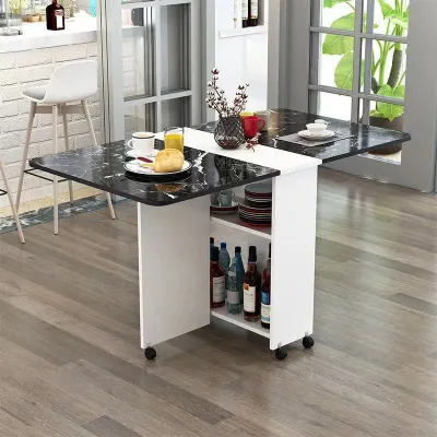 Moduspace Mall Folding table household small rectangular simple multifunctional mobile retractable table with wheel for eating 6 Seater Portable