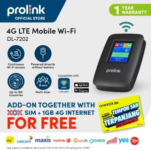 Prolink Portable 4G LTE Wi-Fi Hotspot | Wi-Fi 6 AX300 | Unlimited Data | Support 185 Countries & All Local Simcards - DL-7202