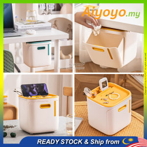 2 Ways Trash Can Garbage Bin Rubbish Bin Dustbin Bucket Storage Organizer Tong Sampah Bertutup Hanging Hole Floor Desk Table Top Desktop Waste Basket