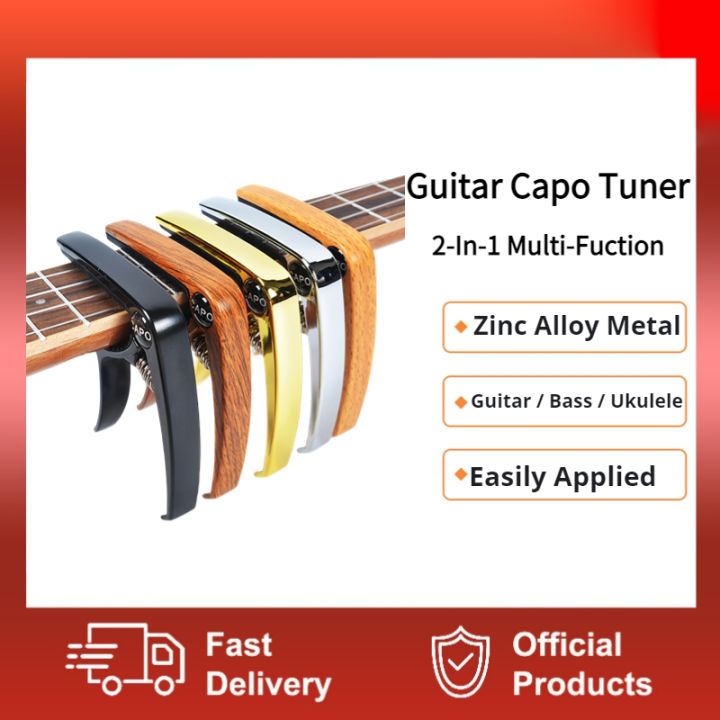 Zinc Alloy Guitar Capo 2In1 MultiFtional Guitar Capo Tuner Clamp Capos for Guitar Bass