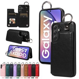 Vỏ điện thoại mới cho Samsung Galaxy A55 A54 A35 A34 A24 A25 A05 a05s A04 a04s A15 A14 5g vỏ Samsung A14 A15 4G Vỏ ví da từ tính sang trọng vỏ khe cắm thẻ Móc Khóa Nhẫn