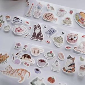 MuZiShan Studio Vintage Cats High Tea WashiTape DIY Card Making Scrapbooking Plan Decorative Sticker2026