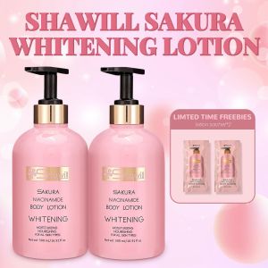 【BUY 2 TAKE 4】Shawill niacinamide whitening lotion sakura whitening lotion body lotion sakura blossom care whitening lotion oshima cherry extract moisturizing+Shawill Sakura Shower Gel