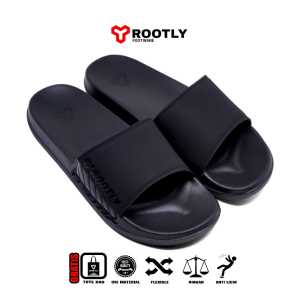 Rootly - Sandal Slide Pria Simple Trendy Black White