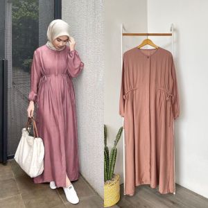 hy [ bayar di tempat ] marina dress bahan linen terlaris