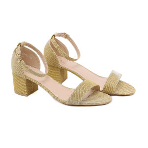 korean fashion shine design 2 inch open toe block heels for women wedding heels