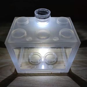 Mini Aquarium Betta fish Fighting Cylinder Rumble LED Building block fish tank Spider Marimo Fish Breeding Box Akuarium Kecil Ikan Laga