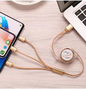 $-3-in-1 fast charging data cable 【100% original】Universal 3USB support a variety of mobile phone charging