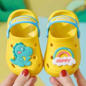 JJT Cute Kids Crocs Shoes with Dinosaur and Rainbow Design Soft Non-Slip Summer Clogs for Toddlers