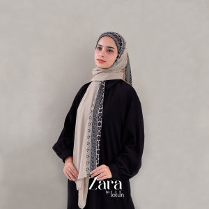 Lotun Zara Series - Hijab Instan Pashmina Instan Printing Motif Etnik Material Ceruty Rayon Premium - Jilbab Instan Kerudung Instan Pashmina Inner - Pashmina Kekinian Trendi - Coklat Pasta