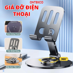 Giá đỡ điện thoại để bàn ONTEKCO giá đỡ hợp kim chắc chắn điều chỉnh xoay được 360 độ gấp gọn tiện lợi