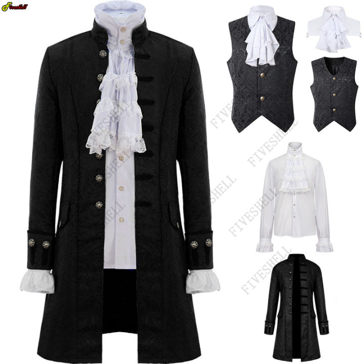 Renaissance ยุคกลาง Steampunk MenTrench Coat เสื้อ Vintage Prince ...