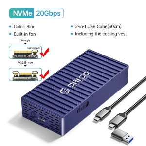 ORICO 20Gbps M.2 NVMe SSD Enclosure Type C to PCIe NVMe M.2 SSD Adapter Case USB 3.2 GEN2x2 Support UASP Trim With Fan