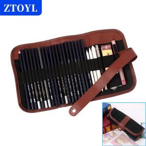 [COD]🔥🔥🔥ZTOYL Canvas pen curtain pen bag 24 hole large capacity sketching color lead roll pen