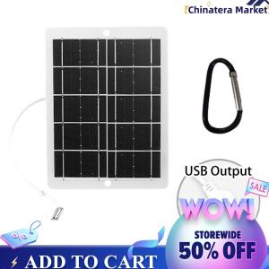 【Chinatera】 3W/6W/10W Solar Panel Kit USB Outputs for Outdoor Camping Travel Emergency