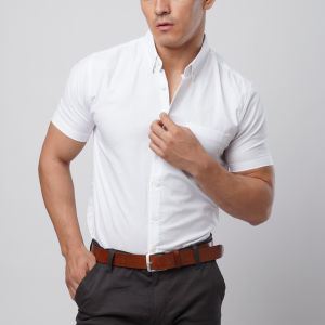 VENGOZ Kemeja Oxford Pria Slim Fit - Super White SS