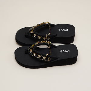 Free Shipping Colorful Rhinestone Thick-Soled Flip-Flops Comfortable And Non-Slip Fashionable And Versatile WomenS Sandals Perfect For Everyday Wear And Commuting Exquisitely Sparkly