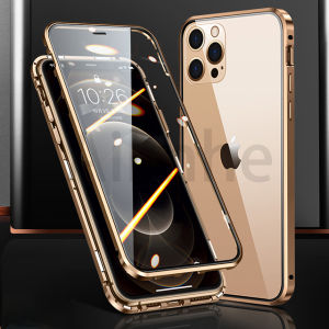 Cho iPhone 15 Pro Max 15 Cộng Với 14 13 12 Pro Max X XS 14 Cộng Với Trường Hợp khung kim loại hai mặt thủy tinh Giá đỡ hút từ tính ống kính máy ảnh Bảo Vệ Bìa Trong Kho
