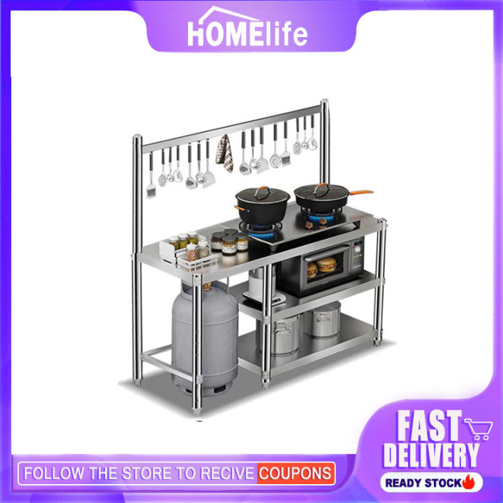 Homelife Stainless Steel Kitchen Rack Gas Rack with Spice Rack ...