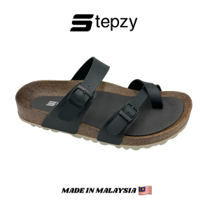 STEPZY Women Sandal Cross-Strap | Kasut Perempuan | 拖鞋女 L25-701 (Beige Black)