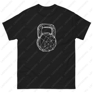 [Local Stock] VCC Geometric Line Style Kettle-bell T-Shirt Gym Workout Fitness Bodybuilding Weightlifting Sports Tshirt Casual Fashion Cotton Tees