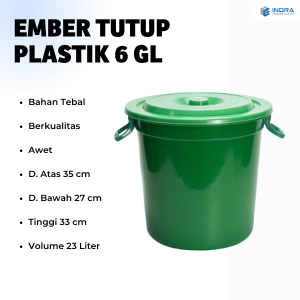 INDRA Ember Plastik Tutup 6GL/8GL/Tong Air Plastik/Ember