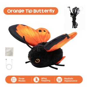 PLLEWY Touch Activated Flapping Butterfly Toy Realistic Wing Motion Rechargeable Interactive Cat Toy Durable Soft Plush Simulated Butterflies Electric Cat Toys Indoor Cats
