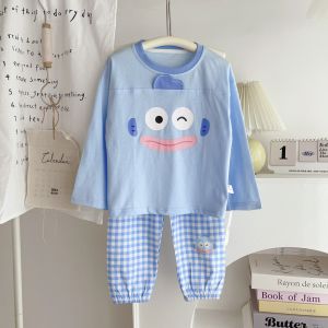 Christmas gifts Halloween Anime Kawaii Children Kuromi Checkered Pajama Set Sanrio Cartoon Melody Girl Comfortable Breathable Home Clothe Autumn New Sweet
