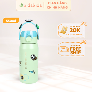 Bình Nước Giữ Nhiệt CharmPOP Sip & Sprout 550ml Marcus & Marcus – Xanh Ô-liu Kèm 4 Charm Trang Trí