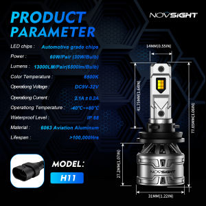 Novsight 2pcs N61T Three colors Headlight H4【 H4 two-tone 】 H7 H11 9005 HB3 9006 HB4 Fog lamp 60W/pair 13000LM automative lighting high low beam high beam LED headlight bulbs for Car white Color 6500k 4300K 3000K Trichromatic temperature LED headlight kit
