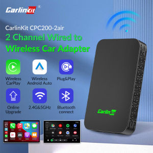 CarlinKit 2 Air Smart Carplay AI Box 2 Channel Wired to Wireless Android Auto Carplay Adapter WiFi Bluetooth Auto Connect Plug & Play High Compatibility