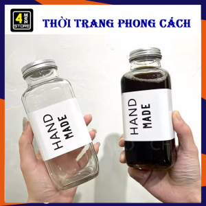 Chai Thuỷ Tinh Nắp Nhôm Dáng Vuông 350ml  500ml Đựng Nước Trà Detox - Bình Đựng Nước  Bình Thủy Tinh Trơn Loại Dày Cao Cấp