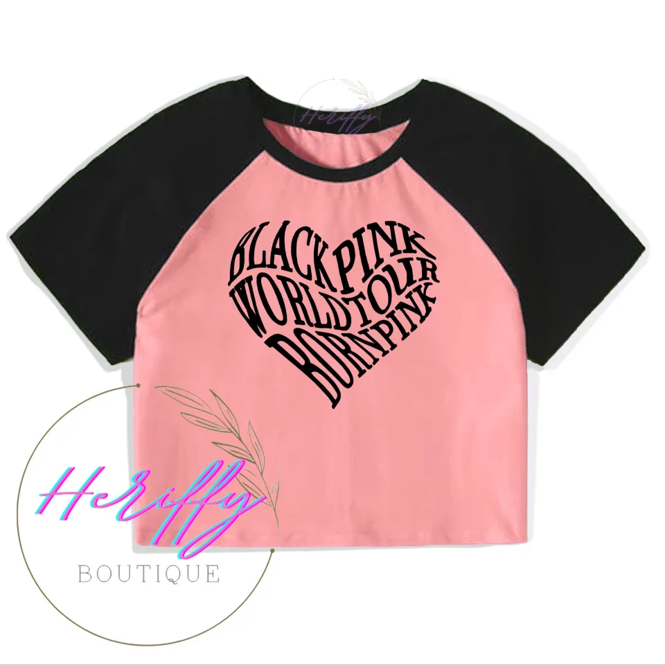BLackpink World Tour Born Pink Heart Logo KPOP Crop Top Slim Fit 