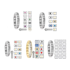 Italian Style Charm Bracelet Silver Gold Charm Bracelet Set Italian Link with Tools for Individualized Gifts