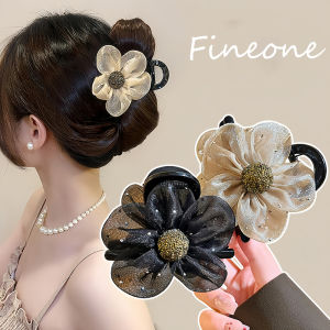 New Flower Mesh Hair Grab Rhinestone High Ponytail Hair Clip Fashion Hair Accessories