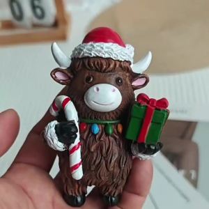 AU New Christmas-themed adorable Highland cow figurines – perfect as home decor or gifts for Halloween and other festive occasions