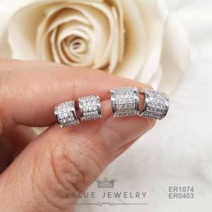 ตายที่ 2 ฝังคริสตัลละเอียด ลาย มี 2 ขนาด ตูมหู และเครื่องประดับ ER0403 และ ER1074 ValueJewelry