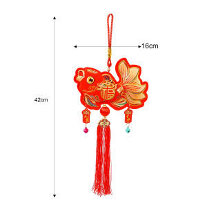 2025 New Year Decoration Spring Festival Lucky Wealth Pendant Red Velvet Chinese Knot Tassel Hanging Decor Pisces Bell Money Bag Shaped Window Door Hanging Ornaments