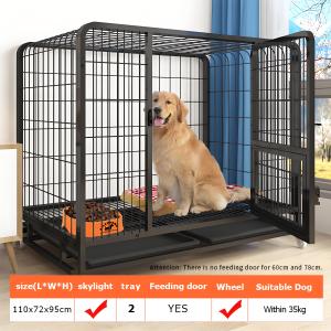 Dog Cage Heavy-Duty Metal Dog Cage with Tray Water-Resistant Large Size with Wheels for All Breed Dogs