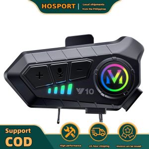 【HOSPORT】 BT 5.3 Motorcycle Helmet BT Headset Smart Noise Reduction Multitasking Audio Motorcycle Intercom HiFi Level Sound Quality Waterproof for ATV/Snowmobile/Ski
