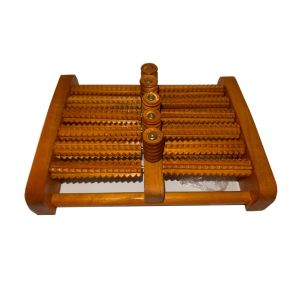 Bàn lăn chân gỗ Massage 6 hàng gỗ cao su tự nhiên matxa huyệt đạo ( 31 x 24 x 10 cm)