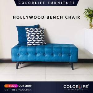 Color Life Hollywood Bench Chair / Bench Chair For (Cafe Shop Living Room Bedroom Shoe Shop) / Fabric Bench Chair / Easy Installation / Suitable For Scandinavian Design / 2 to 3 Seater Bench / Hot Selling Items
