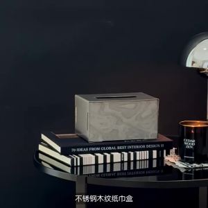 Sacesr Metal Tissue Boxes Luxury Minimalist Tissue Boxes Portable Rectangular Desktop Tissues Home Living Room Kitchen Napkin Case 3H4K8