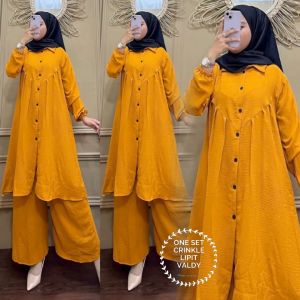 ONE SET CRINKLE LIPIT VALDY II/ATASAN MUSLIMAH TERBARU/BUSANA MUSLIMAH TERBARU