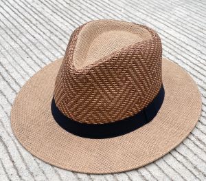 m&y shop หมวกสานแฟชั่น ทรงปานามา ลายสานแต่งคาดดำ สินค้าพร้อมส่งจากไทย B047