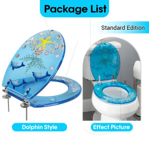 Pretty Resin Toilet Seat Nordic Resin Toilet Lid Household UVO Universal Old-Fashioned Pumping Toilet Seat Thickened Soft Closing